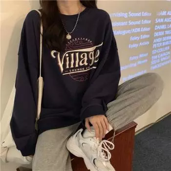 Свободный повседневный тонкий свитшот с круглым вырезом для женщин, осень и зима, новое пальто с длинными рукавами, рубашка, популярное студенческое пальто, топ M