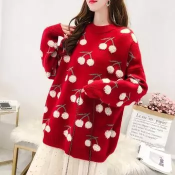 Свободный пуловер с длинными рукавами, свитер для женщин, осенне-зимний трикотаж, свитер с длинными рукавами и круглым вырезом, женский пуловер One Size синий