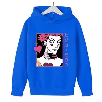 Свободный пуловер с капюшоном в стиле аниме «Охотник» на всю жизнь, весенне-осенний свитер для мальчиков и девочек 110