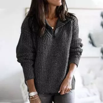 Свободный пуловер с круглым вырезом в контрастную полоску, свитер для женщин в ленивом стиле, классический топ с длинными рукавами L