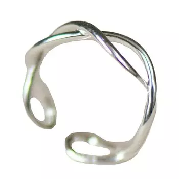 Свободный размер плетеный платиновый металл 925 пробы гипоаллергенный [Glam Jewelry] кольцо, кольцо, женский подарок, популярный, серебряный, отделка, платиновый