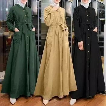 Свободный сарафан женский мусульманский макси-платье Абая с длинным рукавом для вечеринки Джилбаб Рамадан xxxl