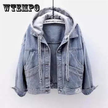 Свободный стиль, женская джинсовая куртка, весенняя джинсовая куртка для женщин, джинсовая куртка больших размеров