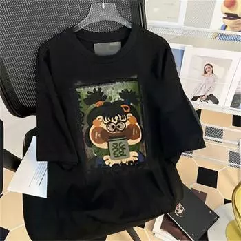 Свободный свитер большого размера, рубашка с рисунком для пар, футболки, мягкая хлопковая футболка для путешествий L красный