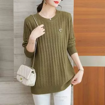 Свободный свитер большого размера в китайском стиле, блузка средней длины, осенне-зимняя трикотажная рубашка с круглым вырезом в западном стиле XXXXXL красный