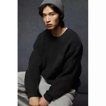 Свободный свитер HM темно-серый меланжевый S