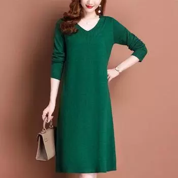 Свободный свитер осенне-зимней одежды, тонкий свитер средней длины, зарубежный пуловер для женщин среднего возраста.