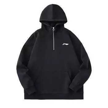 Свободный свитер с капюшоном с принтом логотипа Li Ning, унисекс, черный цвет YWDU573-1 XXL