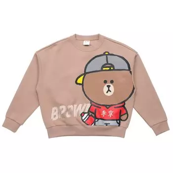 Свободный свитер с круглым вырезом и принтом бурого медведя Li Ning, толстовка унисекс, цвет хаки AWDQB10-1 XL