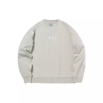 Свободный свитер с круглым вырезом и вышитым логотипом Li Ning, мужская толстовка светло-желтого серого цвета AWDRC75-2 XL