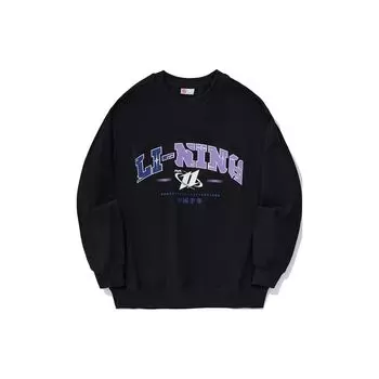 Свободный свитер с принтом логотипа серии Li Ning Reignite, толстовка унисекс, черная AWDU343-2 S