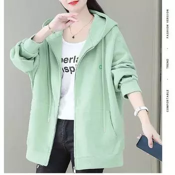 Свободный свитшот на молнии с капюшоном, пальто, женский свободный кардиган, пальто больших размеров L розовый