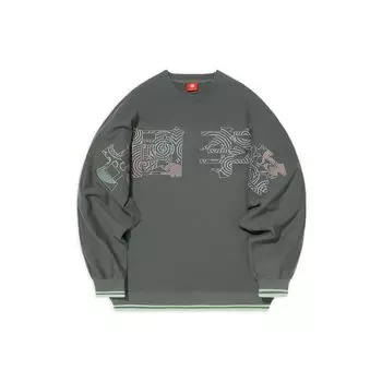 Свободный свитшот с круглым вырезом Li Ning Imagination с вышивкой, топы унисекс, зеленый AWDS222-2 S