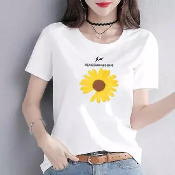 Свободный топ, визуально стройнящий, сетчатая юбка, маленькая ромашка White Tops S (35.00 kg-40.00 kg