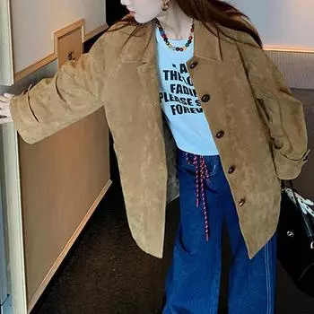 Свободный тренчкот средней и длинной длины с лацканами, женская осенняя новинка S хаки