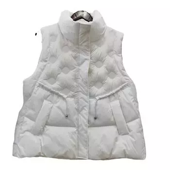 Свободный универсальный тисненый жилет с воротником-стойкой 2024 года, модный женский теплый пуховик, жилет, куртка one size fits all чёрный