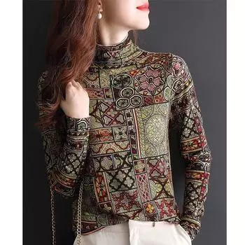 Свободный вязаный свитер с высоким воротом в стиле вестерн для женщин, универсальный базовый свитер, модный топ для женщин S красный