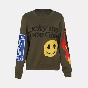 Свободный женский свитшот с круглым вырезом In Woman с буквами XXL хаки