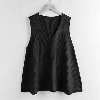 Свободный жилет-пуловер А-силуэта, женский весенний свитер, жилет, корейский жилет без рукавов, куртка XXXXXL чёрный