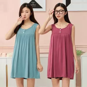 Свободный жилет женская летняя ночная рубашка юбка платьеplus Size Средняя длина А-силуэт Swing L чёрный