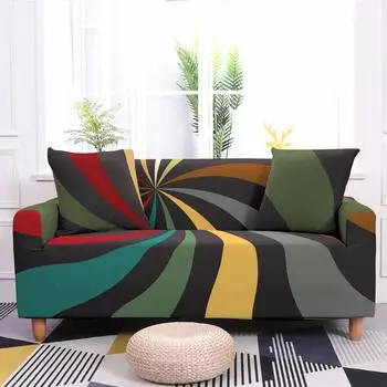 Swoosh Stripe Printed Stretch Anti-fouling Slipcover 3 Seater Cover Elastic All-Inclusive Sofa Towel Living Room Furniture Cover 90x140cm