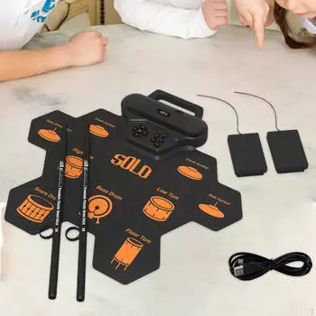 Сворачивающийся силиконовый барабан, цифровой электронный набор для детей