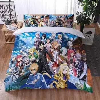 Sword Art Online 3d Duvet Cover Set Pillowcase Twin Full Queen King Bedding Set Cartoon Digital Printing Comforter Cover Sets 135x200cm 2pcs