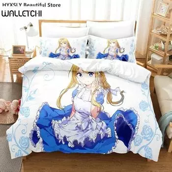Sword Art Online Bedding Set 3D Anime Polyester Quilt Cover Pillowcases Queen King For Kids Gift Anime Duvet Cover Sets EU Single 135x200cm