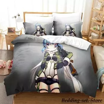 Sword Art Online II Постельное белье Single Twin Full Queen King Size Bed Set Adult Kid Bedroom Duvetcover Sets Anime Bed 70x133cm 2pcs