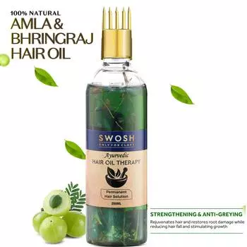 SWOSH Аюрведическое масло для волос Масло для волос Amla & Bhringraj (200 мл) | Рост волос, против выпадения волос, против выпадения волос, масло для укрепления волос для мужчин и женщин
