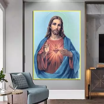 Священное Сердце Иисуса Дева Мария Гваделупская Картина на холсте Печать постера Настенная картина для гостиной Офис Декор Без рамки 21*30cm No Frame