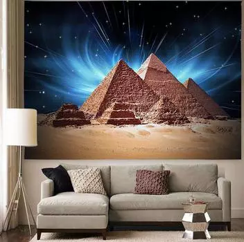 Священные пирамиды, гобелен на закате, Египет, путешествия, звездное небо, художественный настенный лесной гобелен, коврик для пикника, матрас, домашний декор 100X75CM