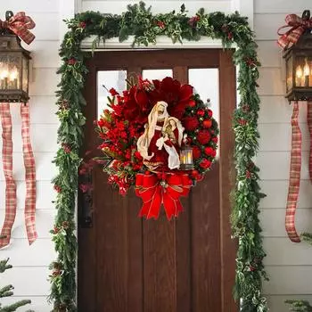 Священный рождественский венок, дверные висячие украшения, образ Девы Марии Христовой