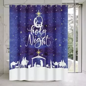 Святая ночь Счастливого Рождества занавеска для душа, христианский рождественский вертеп, набор для ванной комнаты с изображением Иисуса, водонепроницаемый комплект штор для ванной W90xH180cm