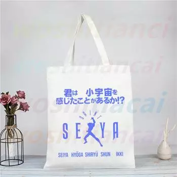 Saint Seiya Soul Of Gold Аниме Рыцари Феникс Корея Ulzzang Сумка-шоппер Печать Холщовая Сумка-тоут Сумки Сумки через плечо 24*26cm