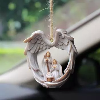 Святая Семья Висячие Украшения Угол Крыла Мать Отец Сын Смола Статуэтка Скульптура Домашний Офис Рождественский Подвеска Украшение Украшение B