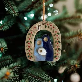Святое семейство Рождественская елка Украшение вертеп Подвесной смоляной орнамент Деревенский Религиозный