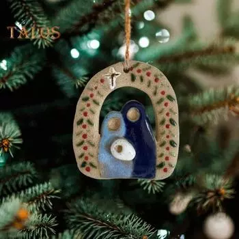 Святое семейство рождественское украшение на елку вертеп подвесное украшение из смолы деревенское религиозное украшение для фермерского дома праздничный декор A
