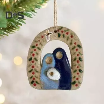 Святое семейство рождественское украшение на елку вертеп подвесное украшение из смолы деревенское религиозное украшение для фермерского дома праздничный декор A