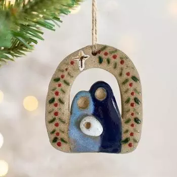 Святое семейство рождественское украшение на елку вертеп подвесное украшение из смолы деревенское религиозное украшение для фермерского дома праздничный декор A
