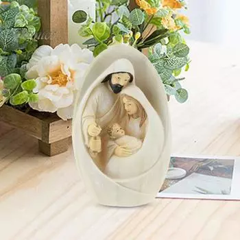 Святое семейство статуэтка из смолы Рождество Адвент Статуэтка Иосиф Дева Мария Рождение Иисуса Скульптура Домашний офис Настольное украшение Орнамент белый