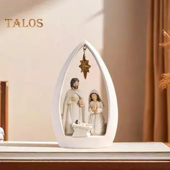 Святое семейство статуэтка из смолы Рождество Адвент Статуэтка Иосиф Дева Мария Рождение Иисуса Скульптура Домашний офис Настольное украшение Орнамент белый