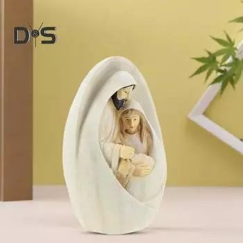 Святое семейство статуэтка из смолы Рождество Адвент Статуэтка Иосиф Дева Мария Рождение Иисуса Скульптура Домашний офис Настольное украшение Орнамент белый