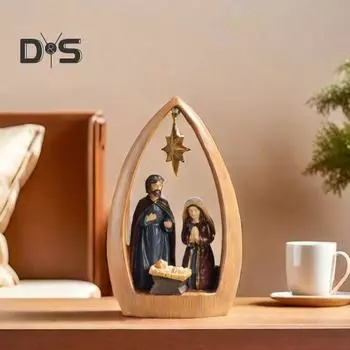 Святое семейство статуэтка из смолы Рождество Адвент Статуэтка Иосиф Дева Мария Рождение Иисуса Скульптура Домашний офис Настольное украшение Орнамент белый