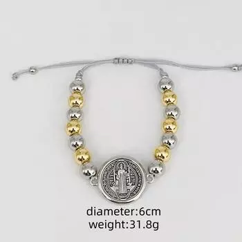 Святой Бенедикт Медный Бисер Золото Серебро Разноцветный Браслет Регулируемый Ручной Браслет Сплетенный Бисером Женские Украшения серебряный