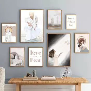 Святой Христос Иисус управляемый свет для девочек и мальчиков, настенная живопись на холсте, плакаты на скандинавскую тему и принты, настенные панно для декора гостиной A4 21X30cm No Framed