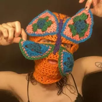 Связанная вручную персонализированная смешная роговая маска на Хэллоуин, зимний теплый головной убор для взрослых