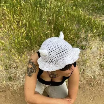 Связанные вручную забавные разноцветные маска и шляпа на Хэллоуин 56-59cm adult