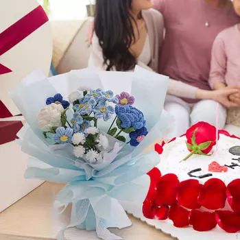 Связанный вручную крючком букет цветов Вечное благословение Длина 45 см Реалистичные лепестки Подарок на День матери