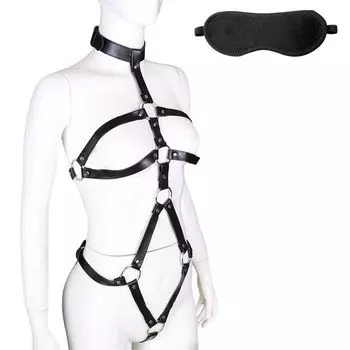 Связывание Ремни Связывание SM Косплей Товары Обучение Маска для глаз Включен Комплект из 2 предметов Искусственный Кожаный Ремень Связывание Сексуальный Экстремальный Костюм Раб